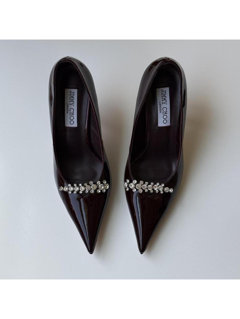 Jimmy Choo Belinda 90mm Patent Leather Crystal Pumps - Picture 2 of 6